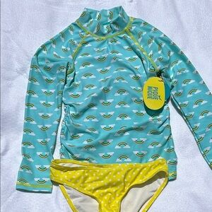 Blue and Yellow Rashguard Swim Set